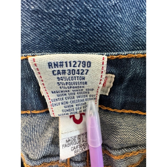 True Religion Becky Bootcut Jeans Petite Dark Wash Denim USA Made Size 26 - Picture 12 of 14